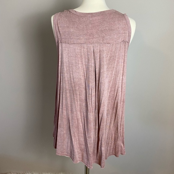 Boutique x Royal & Reese Front Tie Sleeveless Tank Blouse Buttery Soft Mauve LG - Picture 4 of 8